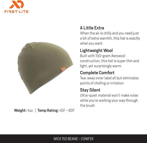 First Lite Wick 150 Beanie - Ultralight Merino Wool Camo Hunting Hat in Kuwait