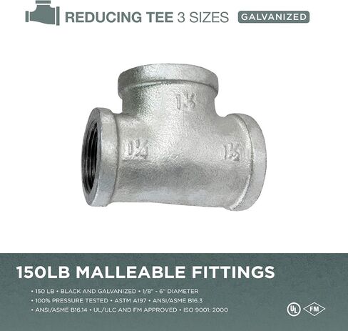 HNSU1223 1-1 / 2 "بنسبة 1-1 / 4" بواسطة 1-1 / 2 "حديد مجلفن قابل للطرق ثلاثي الاتجاه لتقليل نقطة الإنطلاق مع وصلات مترابطة أنثى in Kuwait