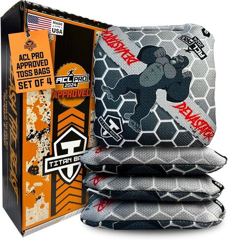 Titan Bags Devastator Cornhole Bags - 6" x 6" ACL PRO Approved Cornhole Bean Bags for Tournaments - Versatile & Durable Professional Cornhole Bags Ideal for Indoor/Outdoor Toss Sports & Games (4 Pack) in Saudi Arabia