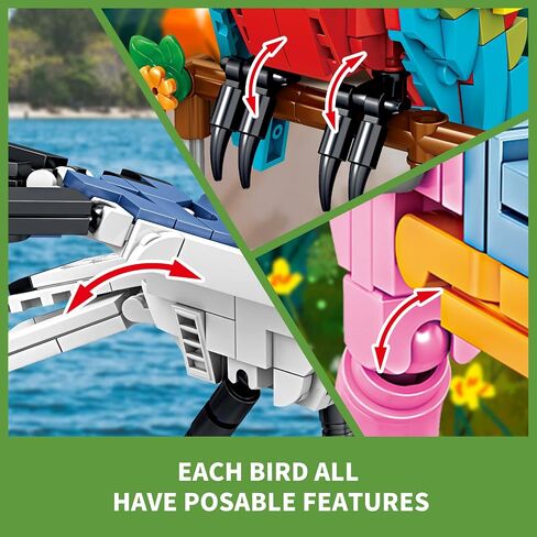 Birds Building Toy Set,Creative Building Toy Easter Basket Stuffer,Parrot,Owl,Penguin,Flamingo,Eagle,Bird Animal Toy Set,Easter Gift for Kids Ages 6+ in Saudi Arabia