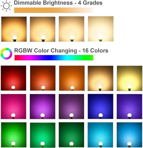 1 حزمة مصابيح إضاءة متغيرة اللون RGB مع جهاز تحكم عن بعد، مصابيح إضاءة LED RGBW، 9 وات أبيض دافئ 6500 ك، 16 لون متعدد الألوان A19 E27 وظيفة الذاكرة القابلة للتعتيم، إضاءة مثالية للديكور المنزلي، البار، الحفلات in Kuwait