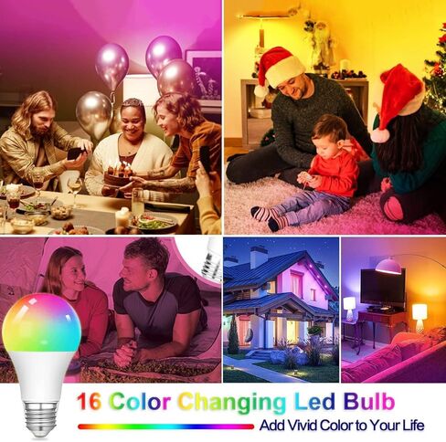 1 حزمة مصابيح إضاءة متغيرة اللون RGB مع جهاز تحكم عن بعد، مصابيح إضاءة LED RGBW، 9 وات أبيض دافئ 6500 ك، 16 لون متعدد الألوان A19 E27 وظيفة الذاكرة القابلة للتعتيم، إضاءة مثالية للديكور المنزلي، البار، الحفلات in Kuwait