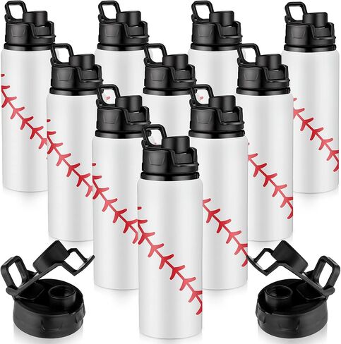 Umigy 10 Pcs Softball Water Bottles Aluminum Softball Gifts Bulk Baseball Tumbler Baseball Sports Bottle with Snap Lid Leak Proof for Kid Team Travel Coffee Gym in Saudi Arabia