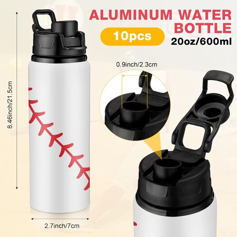 Umigy 10 Pcs Softball Water Bottles Aluminum Softball Gifts Bulk Baseball Tumbler Baseball Sports Bottle with Snap Lid Leak Proof for Kid Team Travel Coffee Gym in Saudi Arabia