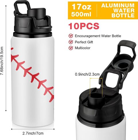 Umigy 10 Pcs Softball Water Bottles Aluminum Softball Gifts Bulk Baseball Tumbler Baseball Sports Bottle with Snap Lid Leak Proof for Kid Team Travel Coffee Gym in Saudi Arabia