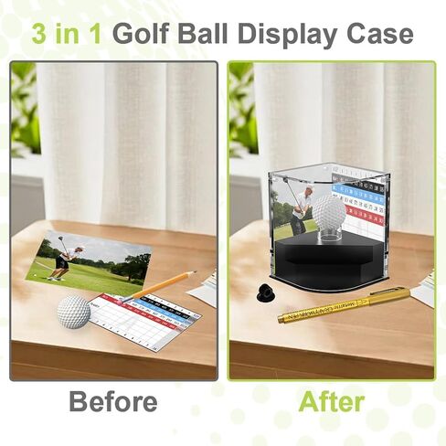 Acrylic Golf Ball Case: 2-Layer Display Box with Scorecard/Picture Background Frame & Golf Pencil Holder - DIY Golf Ball Display Case in Kuwait