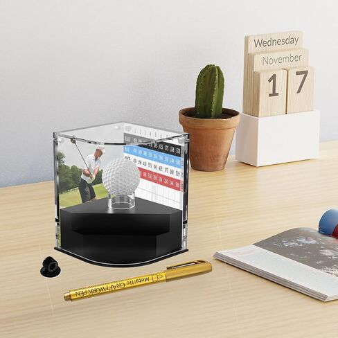 Acrylic Golf Ball Case: 2-Layer Display Box with Scorecard/Picture Background Frame & Golf Pencil Holder - DIY Golf Ball Display Case in Kuwait