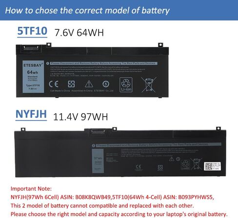 TDW5P Laptop Replacement Battery for Dell Alienware 13 R3 ALW13C D1738 D2718 D2728 D2738 D2838 D2508 D2503S D2506S D2715S Series Notebook Black V9XD7 0V9XD7 4RRR3 04RRR3 JFWX7 0JFWX7 15.2V in Saudi Arabia