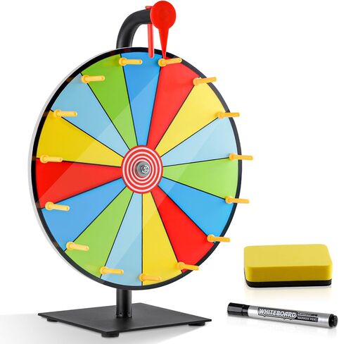 12" Spinning Prize Wheel, 10 Slots Prize Spinning Wheel Tabletop Roulette Spinner with Dry Eraser Marker & Eraser - Heavy Duty Spinning Wheel for Prizes Fortune Spinning Game Trade Show (Orange) in Kuwait