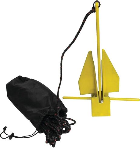 طقم مرساة Extreme Max 3006.6716 BoatTector Complete PWC Fluke Anchor مع حبل وعوامة علامة - 4.5 رطل، أصفر in Saudi Arabia