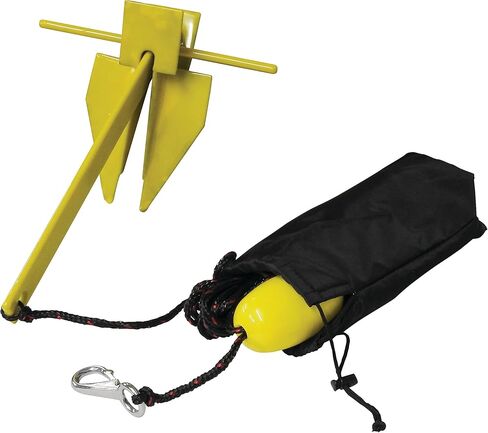 طقم مرساة Extreme Max 3006.6716 BoatTector Complete PWC Fluke Anchor مع حبل وعوامة علامة - 4.5 رطل، أصفر in Saudi Arabia