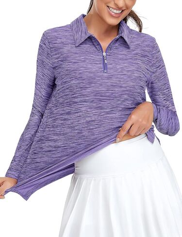 Viracy Womens Golf Shirt UPF50+ Sun Protection Long Sleeve 1/4 Zip Up Polo Workout Tops Fast Dry Fit Moisture Wicking in Saudi Arabia