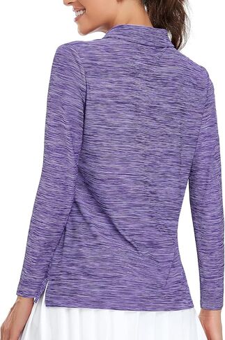 Viracy Womens Golf Shirt UPF50+ Sun Protection Long Sleeve 1/4 Zip Up Polo Workout Tops Fast Dry Fit Moisture Wicking in Saudi Arabia