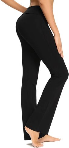 Women's Bootcut Yoga Pants with High Waist Tummy Control Bootleg Jogging Cargo Pants Foldover Flare in Saudi Arabia