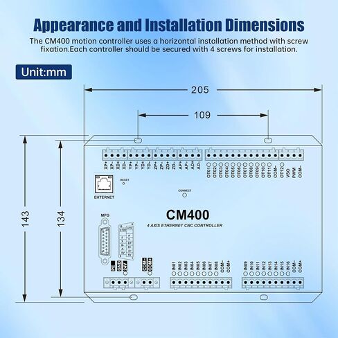 RATTMMOTOR CM400 CNC Motion Controller RTCP Offline Standalone System Replaces Mach3, Support PC&Cellphone Control, Support Toolpath Display, CNC Motion Control Card 1000KHz 24VDC in Saudi Arabia