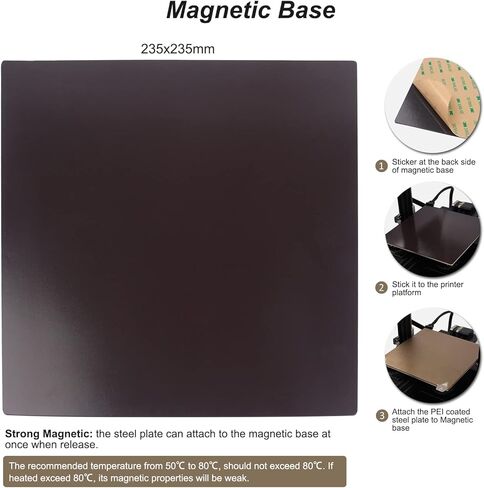 Ender 3 S1 Pro PEI Spring Steel Magnetic Bed Plate Removable Sheet Textured Flex Build Surface for Ender 3/Pro/V2/S1/Neo, Ender 5/Pro, CR-20/Pro, Creality K1 235x235mm in Kuwait