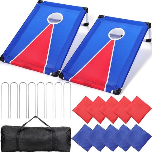 مجموعتان من ألعاب كورنهول الخارجية للأطفال تتضمن لعبة رمي كيس فول الزفاف لوحتين بفتحة كورن مع دعامات و10 أكياس فول، وحقيبة تخزين واحدة، وألعاب كورنهول لألعاب أنشطة الحفلات in Kuwait