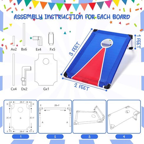 مجموعتان من ألعاب كورنهول الخارجية للأطفال تتضمن لعبة رمي كيس فول الزفاف لوحتين بفتحة كورن مع دعامات و10 أكياس فول، وحقيبة تخزين واحدة، وألعاب كورنهول لألعاب أنشطة الحفلات in Kuwait