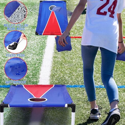 مجموعتان من ألعاب كورنهول الخارجية للأطفال تتضمن لعبة رمي كيس فول الزفاف لوحتين بفتحة كورن مع دعامات و10 أكياس فول، وحقيبة تخزين واحدة، وألعاب كورنهول لألعاب أنشطة الحفلات in Kuwait