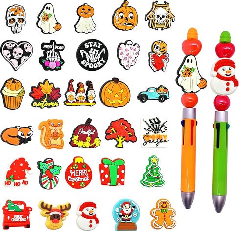 10Pcs Silicone Focal Beads for Pens, Funny Cats Silicone Bead Lovely Beadable Pen Supplies for Keychain Making DIY Gift Necklace Bracelet Jewelry in Saudi Arabia