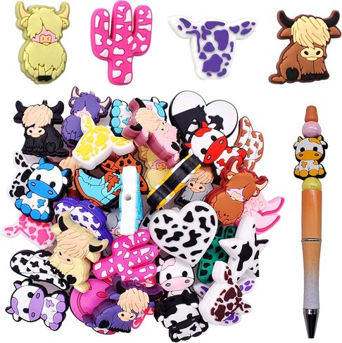 10Pcs Silicone Focal Beads for Pens, Funny Cats Silicone Bead Lovely Beadable Pen Supplies for Keychain Making DIY Gift Necklace Bracelet Jewelry in Saudi Arabia