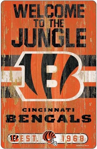 لافتة خشبية NFL Cincinnati Bengals مقاس 11x17، لون الفريق، مقاس واحد in Saudi Arabia