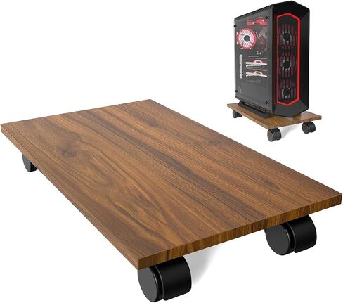 CPU Stand、Computer Tower Stand、Mobile CPU Holder with 4 Caster Wheels Fits for PC、Printer、Most Computer Tower、Office、Home、Planter Caddies、Dog Bowl Stand（Black） in Saudi Arabia