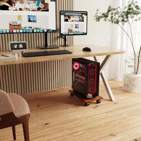 CPU Stand、Computer Tower Stand、Mobile CPU Holder with 4 Caster Wheels Fits for PC、Printer、Most Computer Tower、Office、Home、Planter Caddies、Dog Bowl Stand（Black） in Saudi Arabia