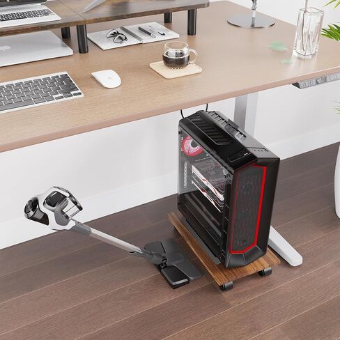 CPU Stand、Computer Tower Stand、Mobile CPU Holder with 4 Caster Wheels Fits for PC、Printer、Most Computer Tower、Office、Home、Planter Caddies、Dog Bowl Stand（Black） in Saudi Arabia