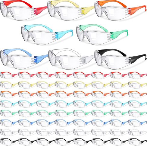 64 Pairs Clear Safety Glasses for Man Woman Protective Glasses with Anti Fog Lens Scratch Impact Resistant Adult Color Temple Wrap Eye Protection Lab Shooting Construction in Saudi Arabia