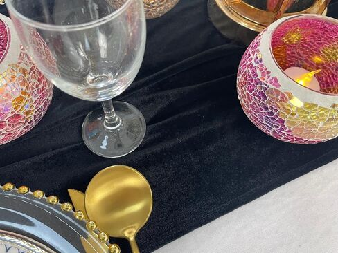 مفرش طاولة مخملي فاخر، ديكورات استقبال زفاف بطول 10 أقدام، قماش مخملي ناعم مقاس 20 × 120 بوصة، غطاء من بياضات الطاولة، مفارش طاولة الزفاف (عنابي، 20 × 120 بوصة) in Kuwait