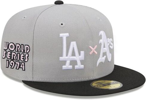 New Era LA Los Angeles Dodgers X Oakland Athletics 59FIFTY Cooperstown 1974 World Series Side Patch Fitted Cap, Hat in Saudi Arabia