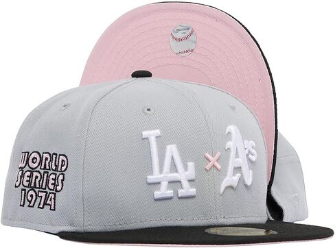 New Era LA Los Angeles Dodgers X Oakland Athletics 59FIFTY Cooperstown 1974 World Series Side Patch Fitted Cap, Hat in Saudi Arabia