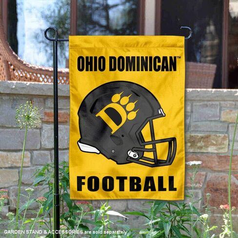 College Flags & Banners Co. Ohio Dominican Panthers Football Helmet Garden Yard Flag in Saudi Arabia