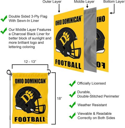 College Flags & Banners Co. Ohio Dominican Panthers Football Helmet Garden Yard Flag in Saudi Arabia