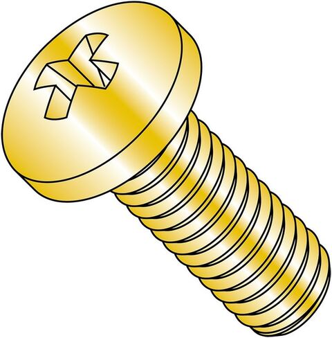 Small Parts 1406MPPY Steel Pan Head Machine Screw, Yellow Zinc Plated, Meets ASME B18.6.3, #3 Phillips Drive, 1/4"-20 Thread Size, 3/8" Length, Fully Threaded, Import (Pack of 100) in Saudi Arabia