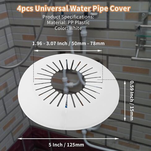 4pcs Water Pipe Cover, 0.63 Inch / 16mm Wall Flange White Water Pipe Escutcheon, PP Plastic Radiator Escutcheon Drain Line Cover Collar for Water Pipe Tube Decoration in Saudi Arabia