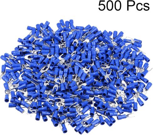 Uxcell 500 قطعة SV1.25-4S شوكة معزولة على شكل حرف U موصل سلكي طرف تجعيد كهربائي 22-16AWG أزرق in Saudi Arabia