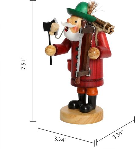 Wooden German Incense Smoker Figurine 7.5 inch - Handcrafted Woodcutter with Axe and Saw, Unique Holiday Decoration, Perfect for Christmas, Festive Home Décor, and Seasonal Gifts in Saudi Arabia