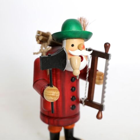 Wooden German Incense Smoker Figurine 7.5 inch - Handcrafted Woodcutter with Axe and Saw, Unique Holiday Decoration, Perfect for Christmas, Festive Home Décor, and Seasonal Gifts in Saudi Arabia