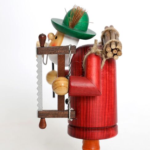 Wooden German Incense Smoker Figurine 7.5 inch - Handcrafted Woodcutter with Axe and Saw, Unique Holiday Decoration, Perfect for Christmas, Festive Home Décor, and Seasonal Gifts in Saudi Arabia