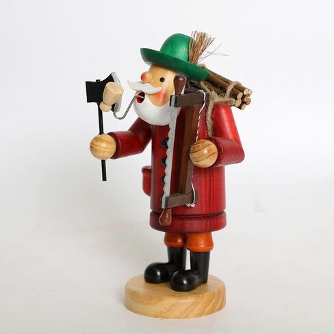 Wooden German Incense Smoker Figurine 7.5 inch - Handcrafted Woodcutter with Axe and Saw, Unique Holiday Decoration, Perfect for Christmas, Festive Home Décor, and Seasonal Gifts in Saudi Arabia
