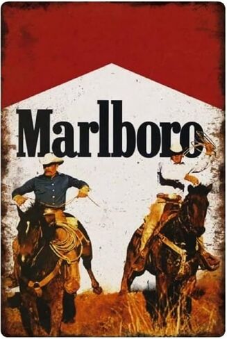 Marlboro Man Cowboy Tin Sign Vintage Wall Poster Retro Iron Painting Metal Plaque for Cafe Bar Pub Beer Wall Decor Cave Beer Signs Art Garage Home Gift Birthday Wedding 8X12in in Saudi Arabia