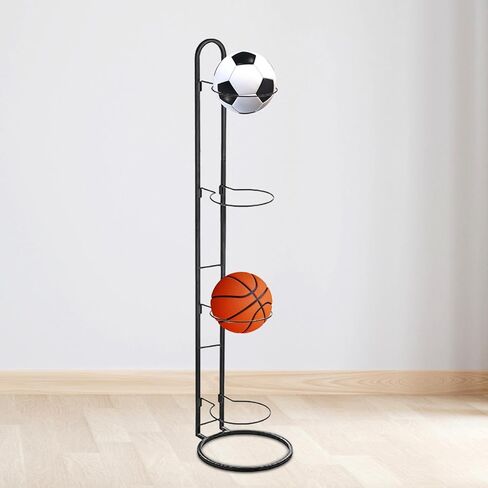 Vertical Ball Storage, Basketball Storage Shelf, Iron Volleyball Stand Holder Basketball Rack 4 Tier Ball Rack for Football in Kuwait