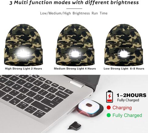 قبعة صغيرة بإضاءة LED من ATNKE، قابلة لإعادة الشحن عبر USB 4 مصابيح LED للجري، قبعة ساطعة مع هدايا خفيفة للرجال والنساء in Kuwait