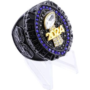 2024 Fantasy Football Ring | Heavy FFL Champion Ring | Gold Silver Tone Plated Award Trophy for Fantasy Football League Winner