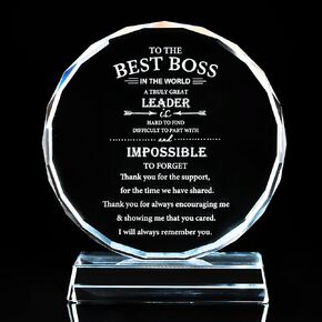 Boss Gifts For Women Men Funny - Crystal Farewell Boss Day Gifts For Male Female Office Decor Paperweight - Boss Appreciation Gifts Keepsake Supervisor Mentor Gifts For Women Men