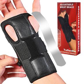 Wrist Brace for Carpal Tunnel, Adjustable Wrist Braces for for Pain relief, Night Sleep Support, Arthritis, Tendonitis, Sprain, Injuries，Compression Hand Support Wrap with Splints for Men/ Women, Fits Left & Right Hand