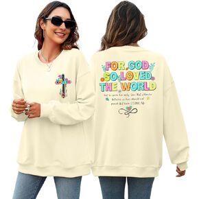 MYHALF المسيحية البلوز المرأة يسوع القمصان: المتضخم الإيمان Crewneck بلوزات مضحك الدينية الجرافيك البلوز القمم in Kuwait