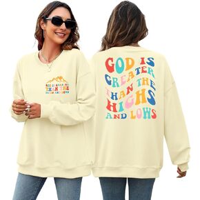 MYHALF Christian Sweatshirt Women Jesus Shirts: Oversized Faith Crewneck Sweatshirts Funny Religious Graphic Pullover Tops
